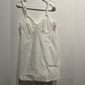 Auden Women's Woven Cotton Lingerie Babydoll Dress White Large NWT